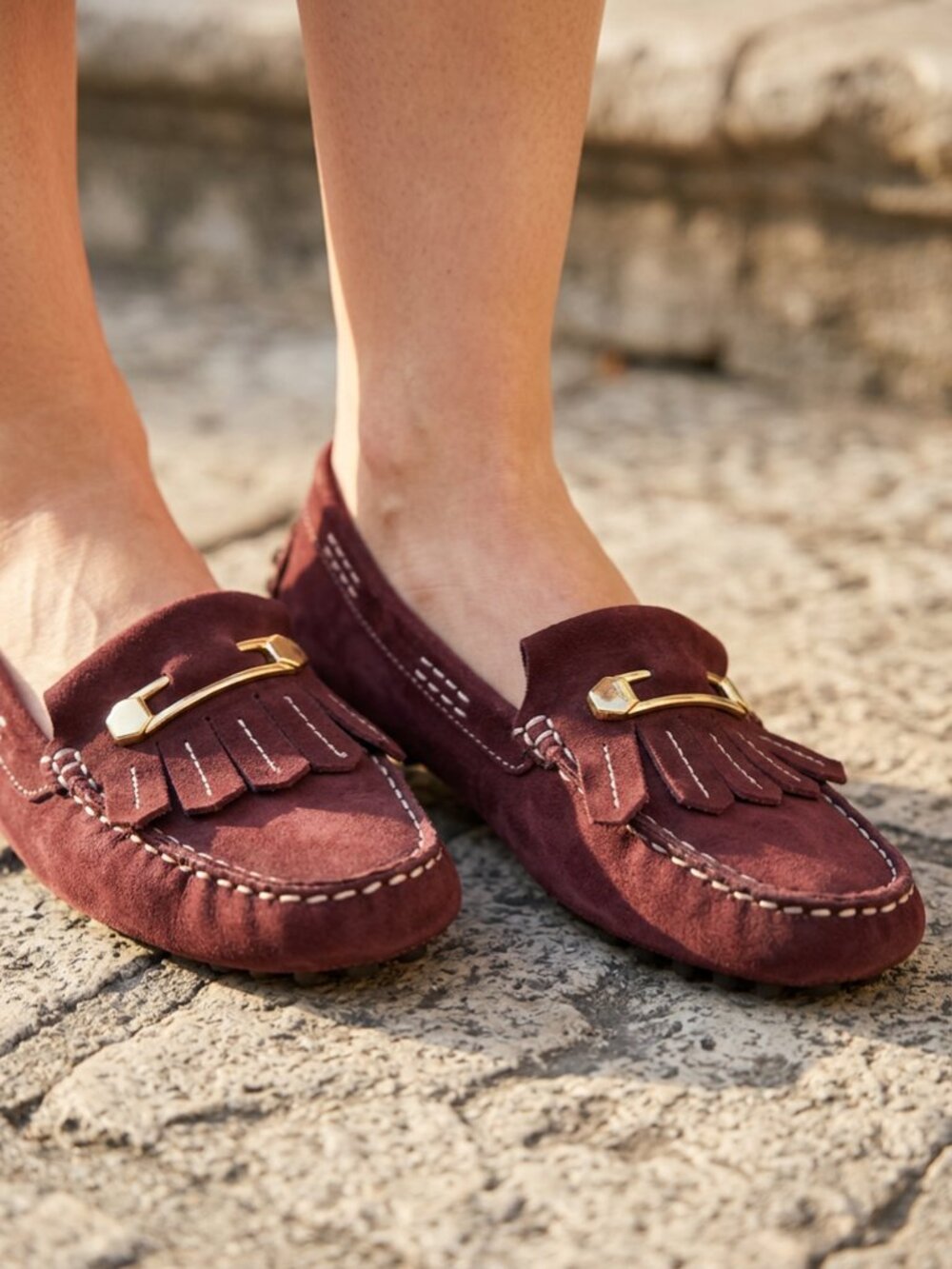 Mercanti Fiorentini Burgundy Kiltie Driving Mocs